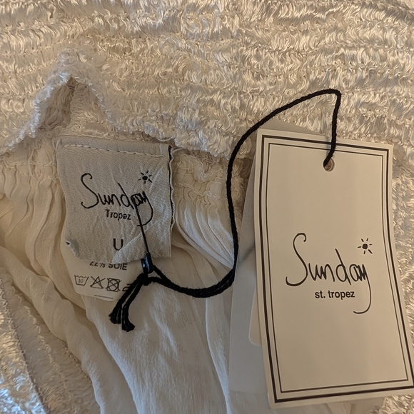 St. Tropez Cream Smocked Tiered Skirt with Embroidered Trim - Picture 8 of 10